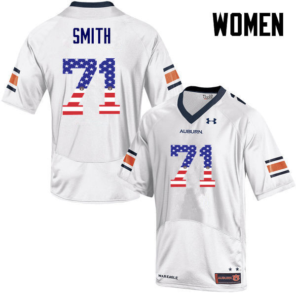 Women's Auburn Tigers #71 Braden Smith USA Flag Fashion White College Stitched Football Jersey
